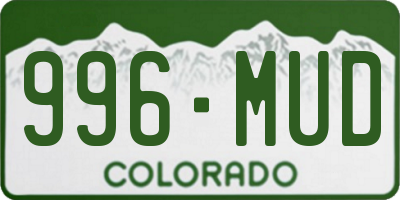 CO license plate 996MUD