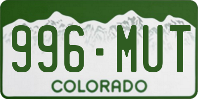 CO license plate 996MUT