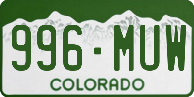 CO license plate 996MUW