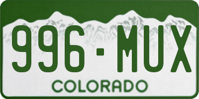 CO license plate 996MUX