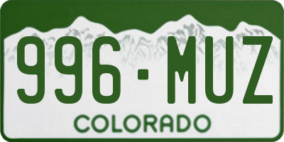 CO license plate 996MUZ