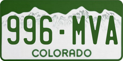 CO license plate 996MVA