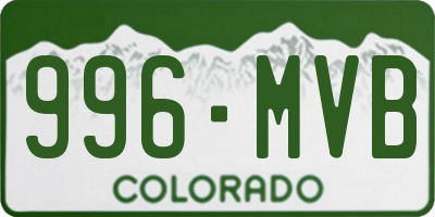 CO license plate 996MVB