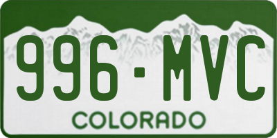 CO license plate 996MVC