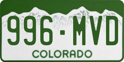 CO license plate 996MVD