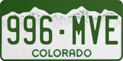 CO license plate 996MVE