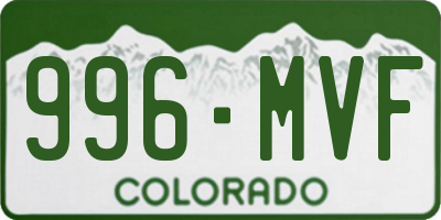 CO license plate 996MVF