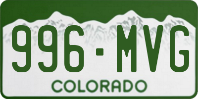 CO license plate 996MVG