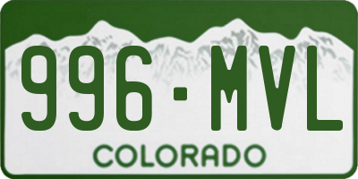 CO license plate 996MVL