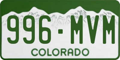 CO license plate 996MVM