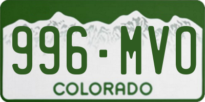 CO license plate 996MVO