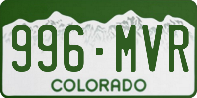 CO license plate 996MVR