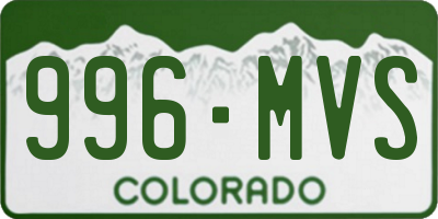 CO license plate 996MVS