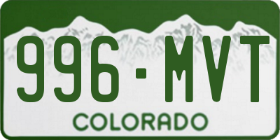CO license plate 996MVT