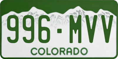 CO license plate 996MVV