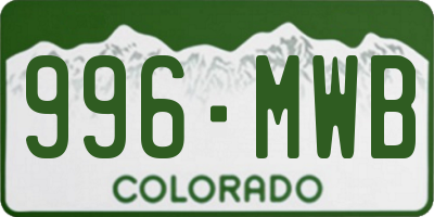 CO license plate 996MWB