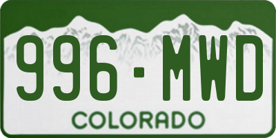 CO license plate 996MWD
