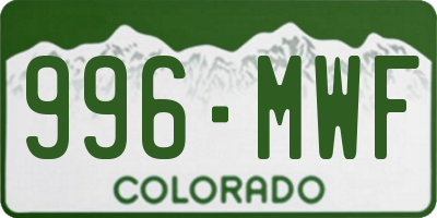 CO license plate 996MWF