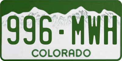 CO license plate 996MWH