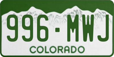 CO license plate 996MWJ