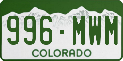 CO license plate 996MWM