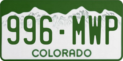 CO license plate 996MWP