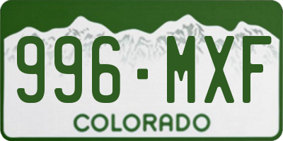 CO license plate 996MXF