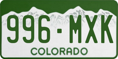 CO license plate 996MXK