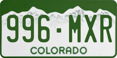 CO license plate 996MXR