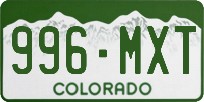 CO license plate 996MXT
