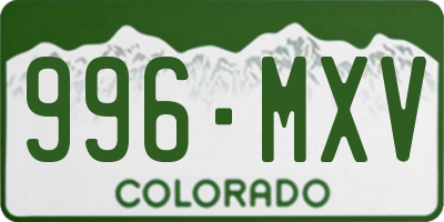 CO license plate 996MXV