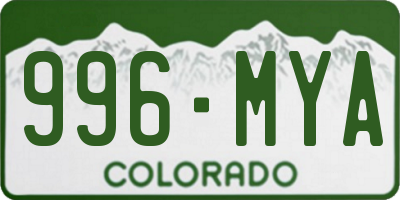 CO license plate 996MYA
