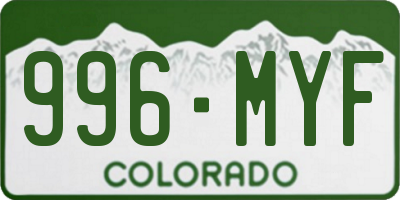 CO license plate 996MYF