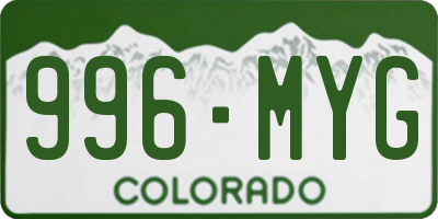CO license plate 996MYG
