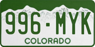 CO license plate 996MYK