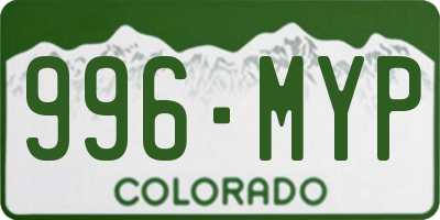 CO license plate 996MYP