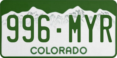 CO license plate 996MYR