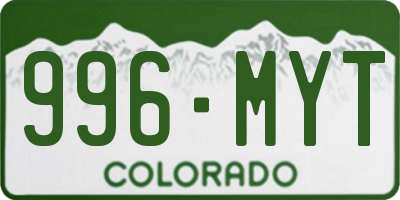 CO license plate 996MYT