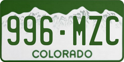 CO license plate 996MZC