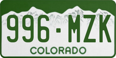 CO license plate 996MZK
