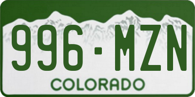 CO license plate 996MZN