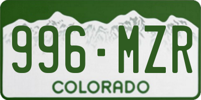 CO license plate 996MZR