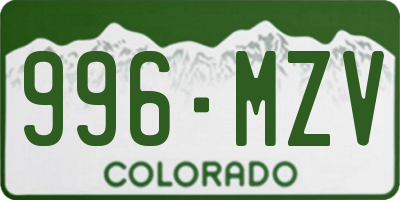 CO license plate 996MZV