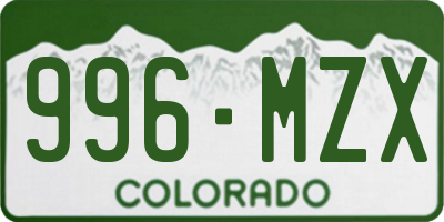 CO license plate 996MZX