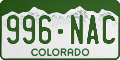 CO license plate 996NAC