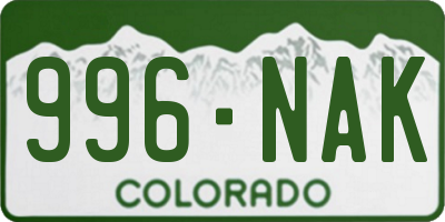 CO license plate 996NAK