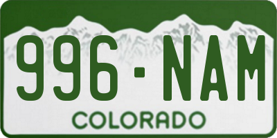 CO license plate 996NAM