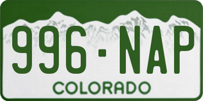 CO license plate 996NAP