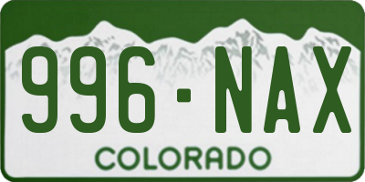 CO license plate 996NAX