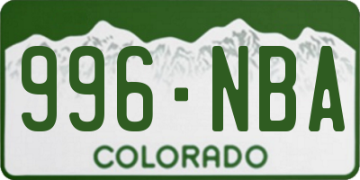 CO license plate 996NBA